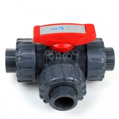 DN25 pvc 3 way ball valve for chemical industry